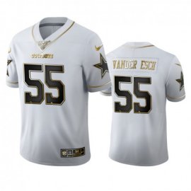Dallas Cowboys #55 Leighton Vander Esch Mens Nike White Golden Edition Vapor Limited NFL 100 Jersey