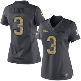 Nike Denver Broncos #3 Drew Lock Black Womens Stitched NFL Limited 2016 Salute to Service Jersey