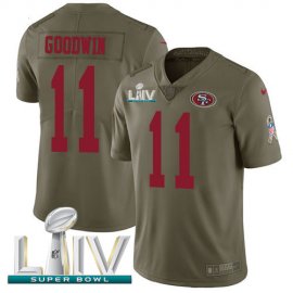 Nike San Francisco 49ers #11 Marquise Goodwin Olive Super Bowl LIV 2020 Mens Stitched NFL Limited 2017 Salute To Service Jersey