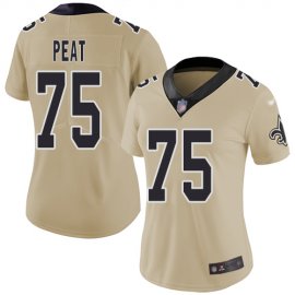 Nike New Orleans Saints #75 Andrus Peat Gold Womens Stitched NFL Limited Inverted Legend Jersey