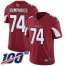 Nike Arizona Cardinals #74 D.J. Humphries Red Team Color Mens Stitched NFL 100th Season Vapor Limited Jersey