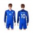 France #10 Benzema Home Long Sleeves Soccer Country Jersey