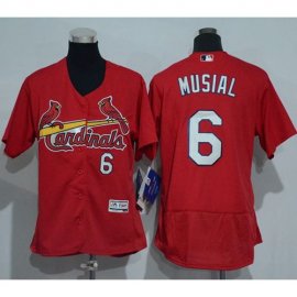 St.Louis Cardinals #6 Stan Musial Red Flexbase Authentic Womens Stitched MLB Jersey