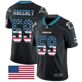 Nike Carolina Panthers #59 Luke Kuechly Black Mens Stitched NFL Limited Rush USA Flag Jersey