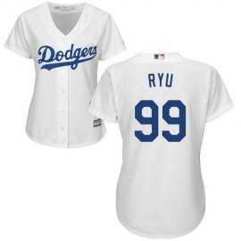 Los Angeles Dodgers #99 Hyun-Jin Ryu White Home Womens Stitched MLB Jersey