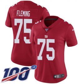 Nike New York Giants #75 Cameron Fleming Red Alternate Womens Stitched NFL 100th Season Vapor Untouchable Limited Jersey
