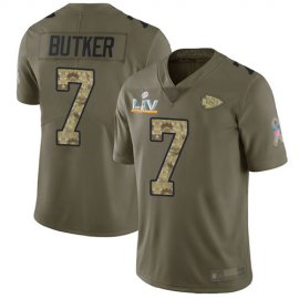 Nike Kansas City Chiefs #7 Harrison Butker Olive/Camo Youth Super Bowl LV Bound Stitched NFL Limited 2017 Salute To Service Jersey