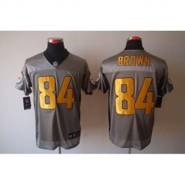 Nike Pittsburgh Steelers #84 Antonio Brown Grey Shadow Mens Stitched NFL Elite Jersey