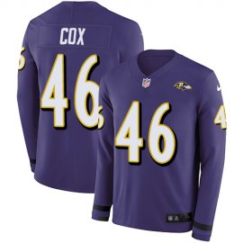 Nike Baltimore Ravens #46 Morgan Cox Purple Team Color Mens Stitched NFL Limited Therma Long Sleeve Jersey