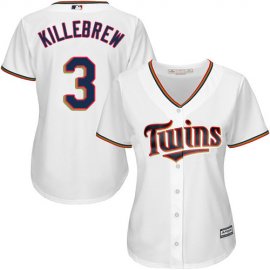 Minnesota Twins #3 Harmon Killebrew White Home Womens Stitched MLB Jersey
