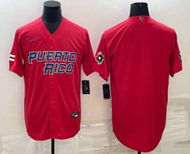 Mens Puerto Rico Baseball Blank 2023 Red World Baseball Classic Stitched Jerseys