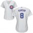 Chicago Cubs #8 Andre Dawson White(Blue Strip) Home Womens Stitched MLB Jersey