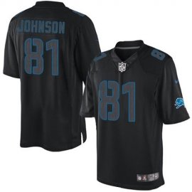 Nike Detroit Lions #81 Calvin Johnson Black Mens Stitched NFL Impact Limited Jersey