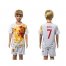Spain #7 Raul White Away Kid Soccer Country Jersey