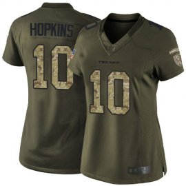 Nike Houston Texans #10 DeAndre Hopkins Green Womens Stitched NFL Limited 2015 Salute to Service Jersey