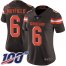 Nike Cleveland Browns #6 Baker Mayfield Brown Team Color Womens Stitched NFL 100th Season Vapor Limited Jersey