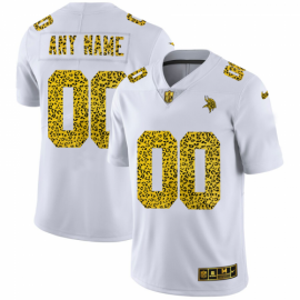 Minnesota Vikings Custom Mens Nike Flocked Leopard Print Vapor Limited NFL Jersey White