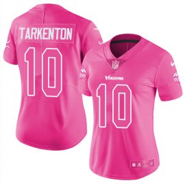Nike Minnesota Vikings #10 Fran Tarkenton Pink Womens Stitched NFL Limited Rush Fashion Jersey