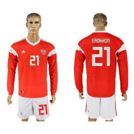 Russia #21 Erokhin Red Home Long Sleeves Soccer Country Jersey