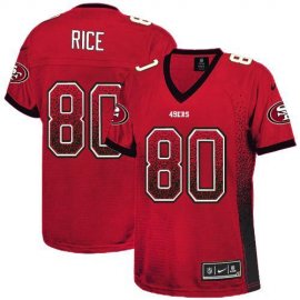 Nike San Francisco 49ers #80 Jerry Rice Red Team Color Womens Stitched NFL Elite Drift Fashion Jersey