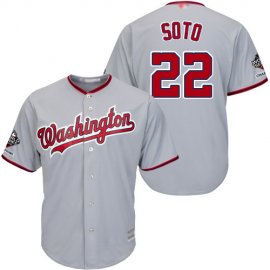 Washington Nationals #22 Juan Soto Grey Cool Base 2019 World Series Champions Stitched Youth MLB Jersey