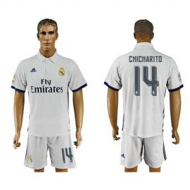 Real Madrid #14 Chicharito White Home Soccer Club Jersey