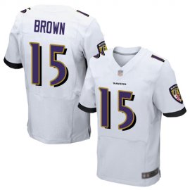 Nike Baltimore Ravens #15 Marquise Brown White Mens Stitched NFL New Elite Jersey