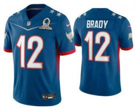 Mens Tampa Bay Buccaneers #12 Tom Brady Blue 2022 Pro Bowl Vapor Untouchable Stitched Limited Jersey