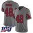 Nike Arizona Cardinals #48 Isaiah Simmons Silver Mens Stitched NFL Limited Inverted Legend 100th Season Jersey