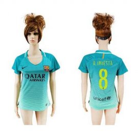 Womens Barcelona #8 A.Iniesta Sec Away Soccer Club Jersey