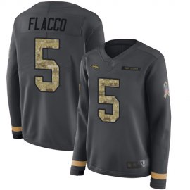 Nike Denver Broncos #5 Joe Flacco Anthracite Salute to Service Womens Stitched NFL Limited Therma Long Sleeve Jersey