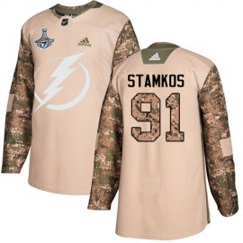 Adidas Tampa Bay Lightning #91 Steven Stamkos Camo Authentic 2017 Veterans Day Youth 2020 Stanley Cup Champions Stitched NHL Jersey