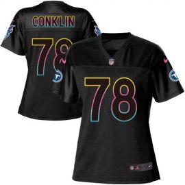 Nike Tennessee Titans #78 Jack Conklin Black Womens NFL Fashion Game Jersey