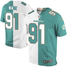 Nike Miami Dolphins #91 Cameron Wake Aqua Green/White Mens Stitched NFL Elite Split Jersey