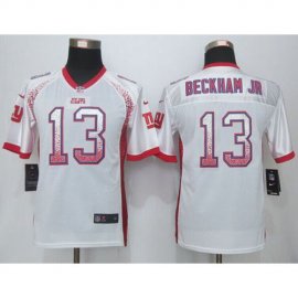 Nike New York Giants #13 Odell Beckham Jr White Youth Stitched NFL Elite Drift Fashion Jersey