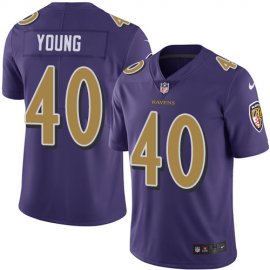 Nike Baltimore Ravens #40 Kenny Young Purple Mens Stitched NFL Limited Rush Jersey