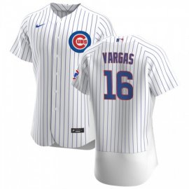 Chicago Cubs #16 Ildemaro Vargas Mens Nike White Home 2020 Authentic Player Jersey