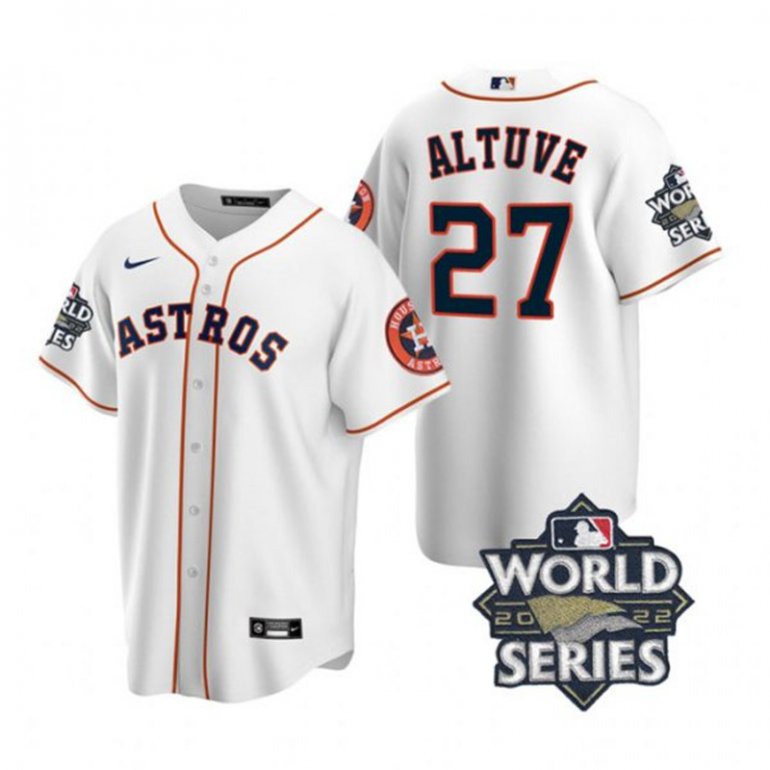 Astros 27 Jose Altuve White Nike 2022 World Series Cool Base Jersey Astros 27 Jose Altuve White Nike 2022 World Series Cool Base Jersey