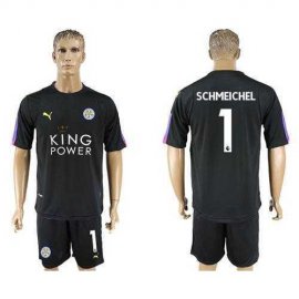 Leicester City #1 Schmeichel Black Goalkeeper Soccer Club Jersey