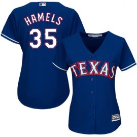 Texas Rangers #35 Cole Hamels Blue Alternate Womens Stitched MLB Jersey