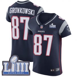Nike New England Patriots #87 Rob Gronkowski Navy Blue Team Color Super Bowl LIII Bound Mens Stitched NFL Vapor Untouchable Elite Jersey