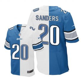 Nike Detroit Lions #20 Barry Sanders Blue/White Mens Stitched NFL Elite Split Jersey