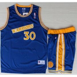 Golden State Warriors 30 Stephen Curry Blue Hardwood Classics NBA Jerseys Shorts Suits