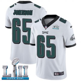 Nike Philadelphia Eagles #65 Lane Johnson White Super Bowl LII Mens Stitched NFL Vapor Untouchable Limited Jersey