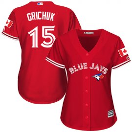 Toronto Blue Jays #15 Randal Grichuk Red Canada Day Womens Stitched MLB Jersey
