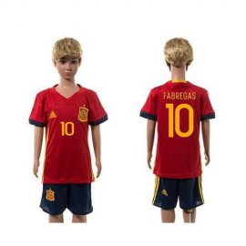 Spain #10 Febregas Red Home Kid Soccer Country Jersey