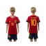 Spain #10 Febregas Red Home Kid Soccer Country Jersey