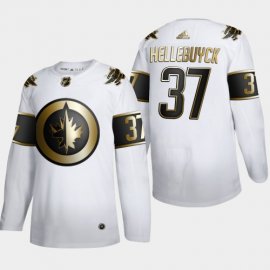 Winnipeg Jets #37 Connor Hellebuyck Mens Adidas White Golden Edition Limited Stitched NHL Jersey