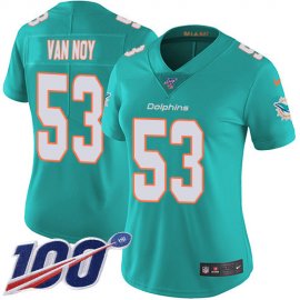 Nike Miami Dolphins #53 Kyle Van Noy Aqua Green Team Color Womens Stitched NFL 100th Season Vapor Untouchable Limited Jersey
