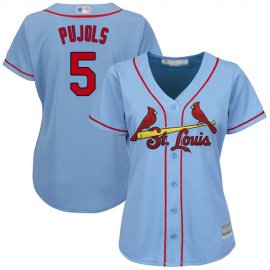 St.Louis Cardinals #5 Albert Pujols Light Blue Alternate Womens Stitched MLB Jersey